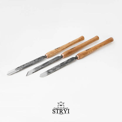 Wood turning tools set STRYI Profi 3pcs, Start woodturning, Woodturning tools kit