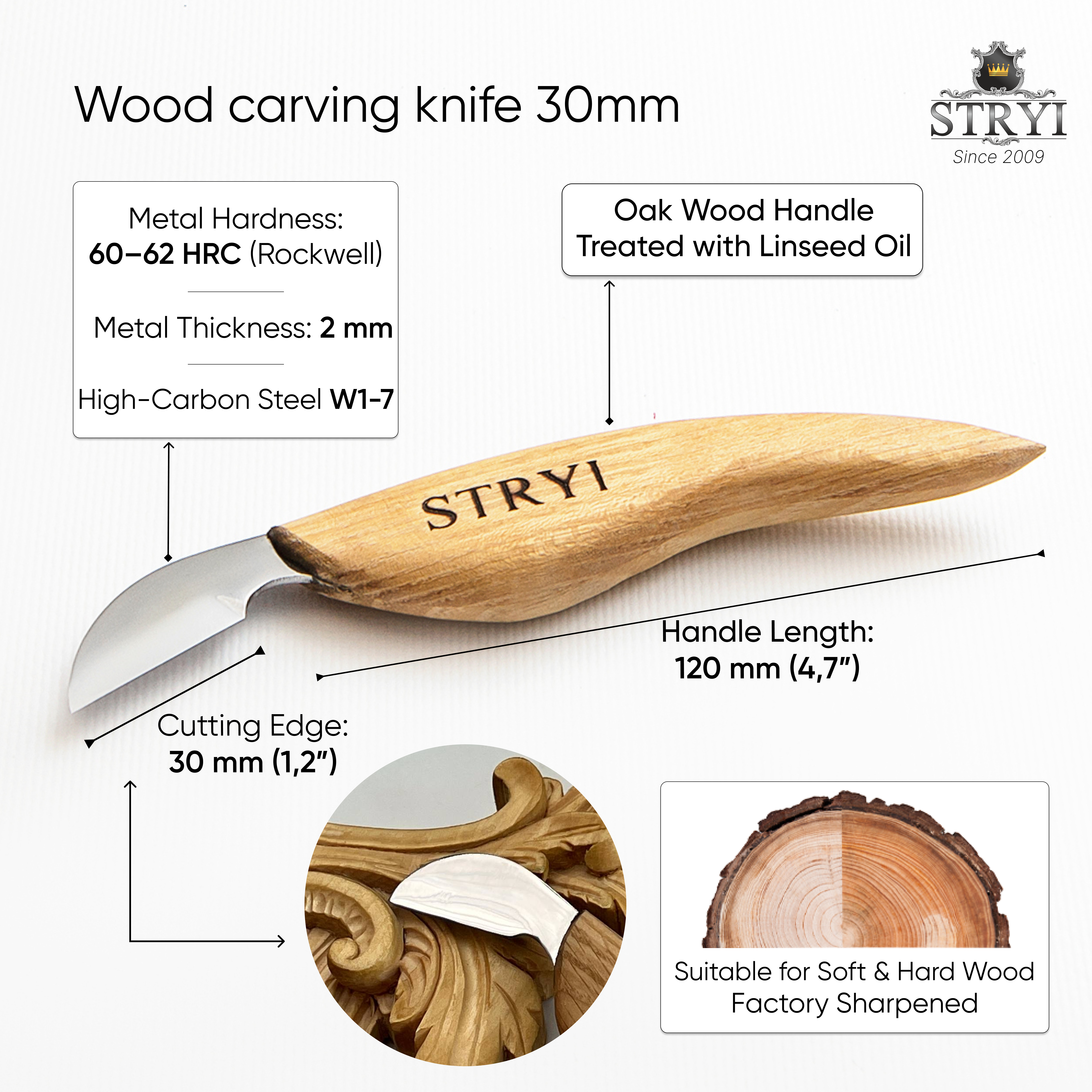 Knife for chip carving  30mm STRYI, Carving knife, Carving tools, Forged knife, Stryiwoodcarving