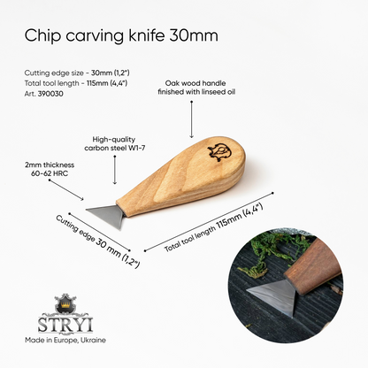 Basic tools set STRYI Start in woodcarving, Chip carving set