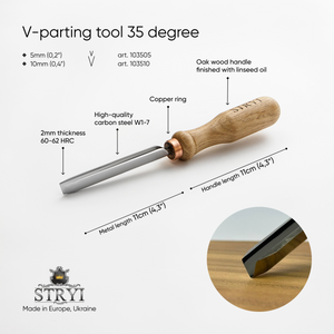 Cincel de separación en V de 35 grados STRYI Profi, herramientas para tallar madera
