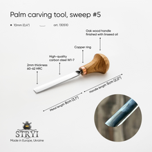 Load image into Gallery viewer, Palm carving tool STRYI Profi #5, Linocut tool, Microcarving chisels, Engraving chisel, Palm gouge