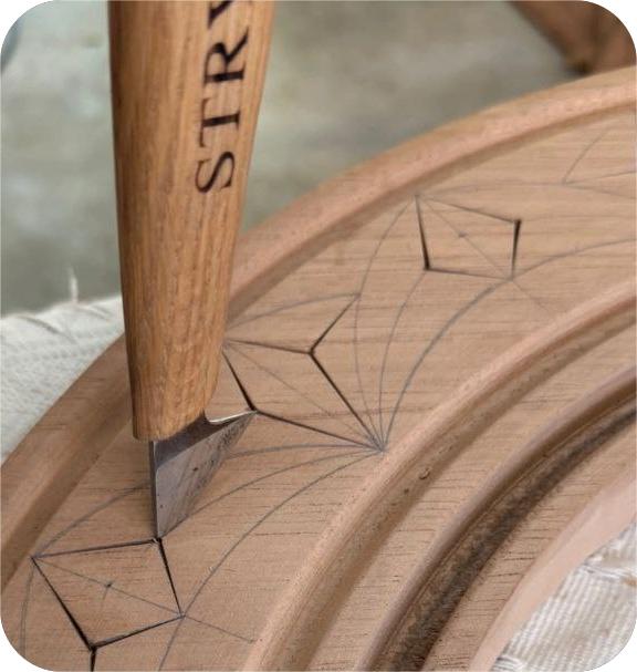 Wood carving knife 35mm STRYI Profi for relief and chip carving, Chip carving knife
