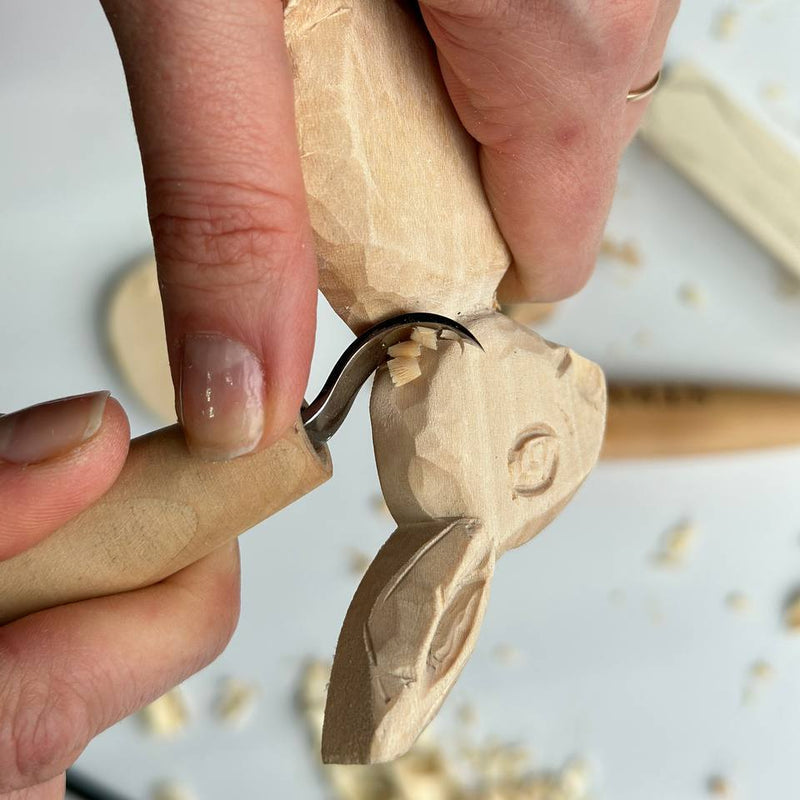 Tiny Carving Hook knife mini STRYI Profi, Detailed carving figurines