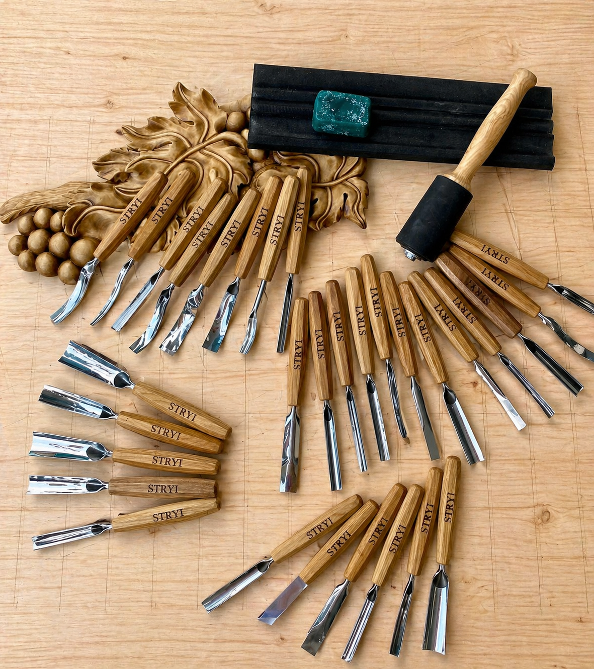 STRYI Profi Wood carving tools set 31 pcs for relief carving, Woodworking tools, Chisels set