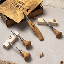 Cargar imagen en el visor de la galería, Juego de herramientas básicas para tallar figuras en madera, 4 piezas STRYI Start