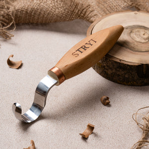 Löffelschale Kuksa Schnitzhakenmesser mit beidseitigem Schärfen 35mm STRYI Profi
