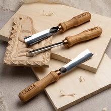 Cargar imagen en el visor de la galería, Juego básico de herramientas de tallado en madera para tallado en relieve, 3 piezas STRYI Start
