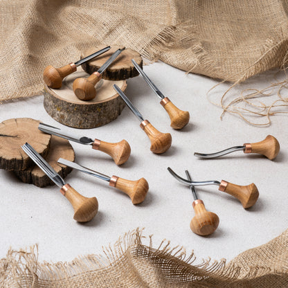 Palm carving tools set of 10 pcs, Gravers and burins STRYI Profi