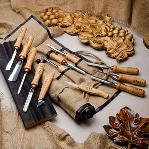 Woodcarving tools set 12pcs STRYI Profi for relief and for chip carving, stryi wood carving tools,