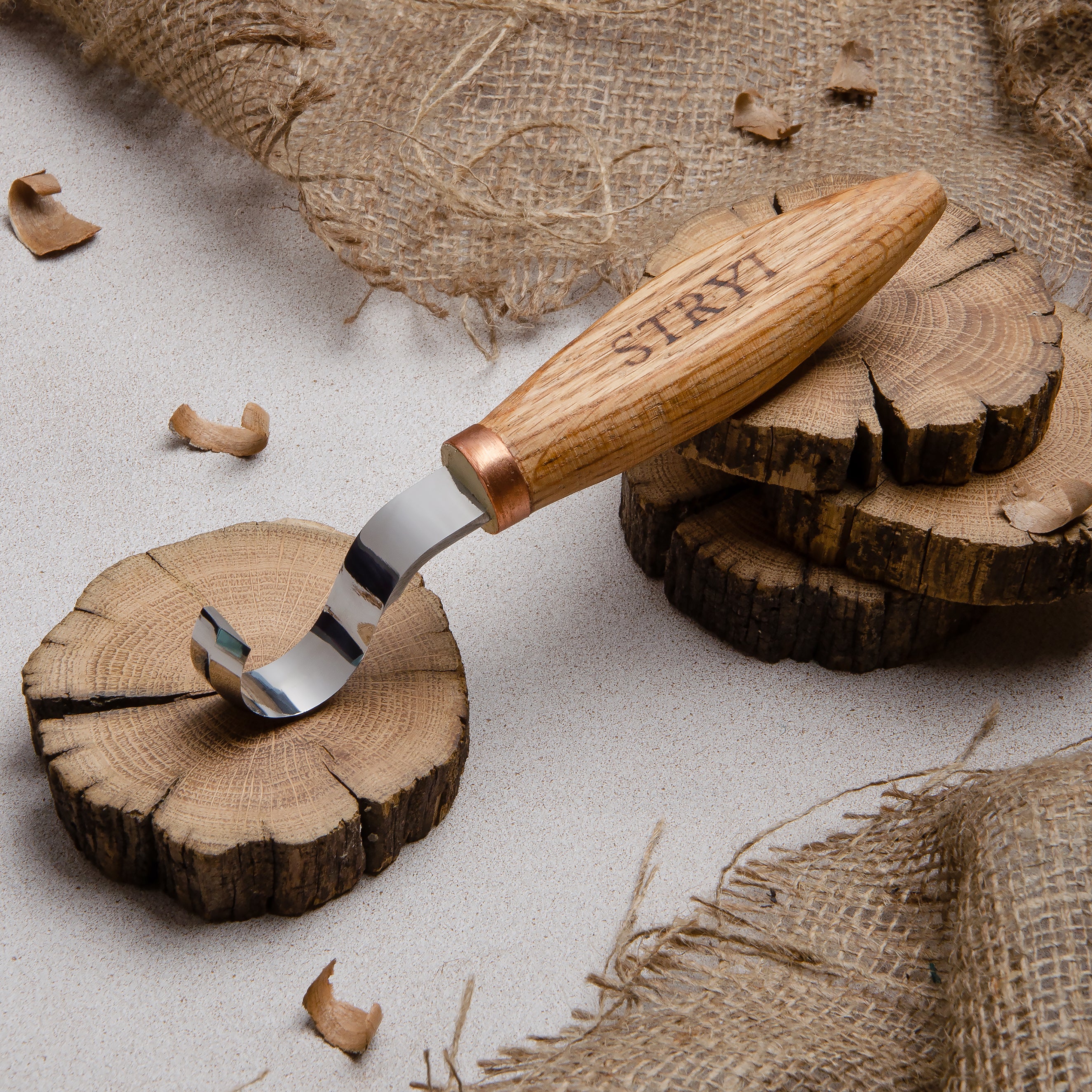 Juego de herramientas para tallar cucharas 2 piezas en caja de madera, STRYI Start