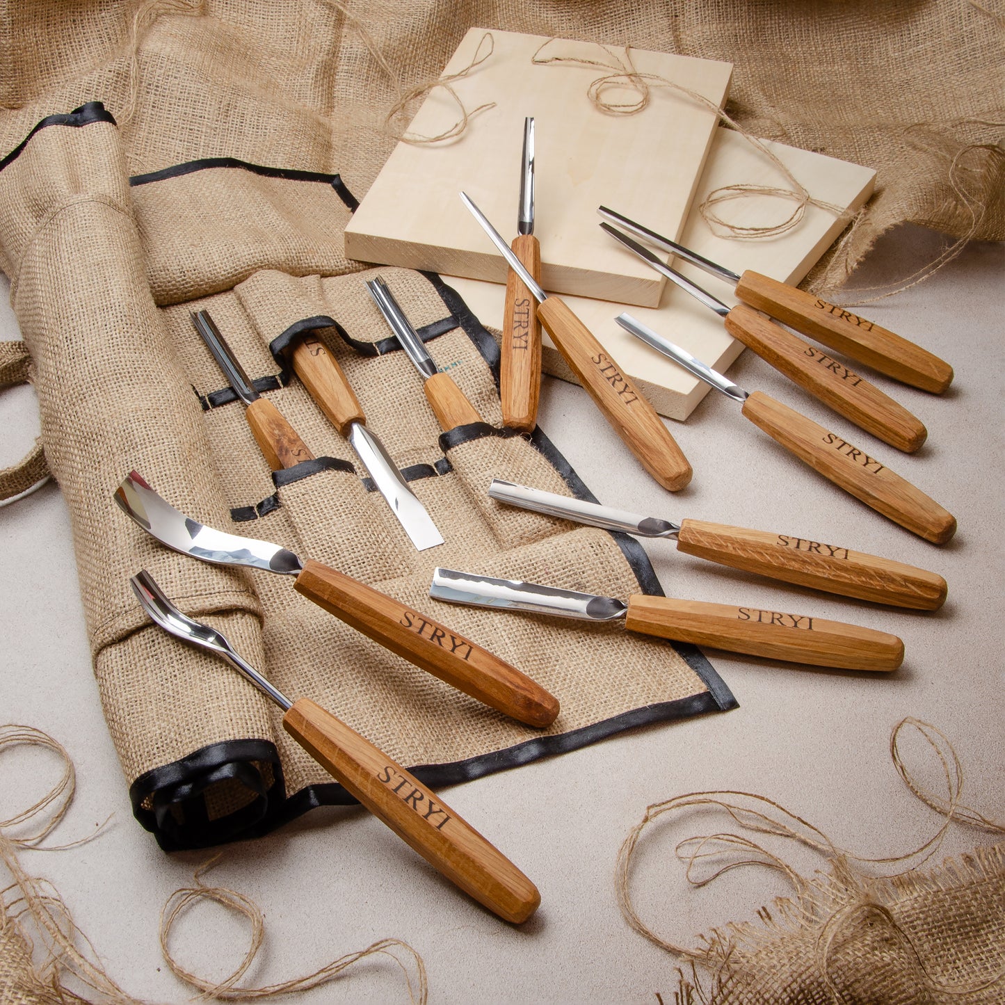 Wood carving tools set for relief carving 12pcs STRYI Profi, Gouges set, Chisels set, Gift for carver