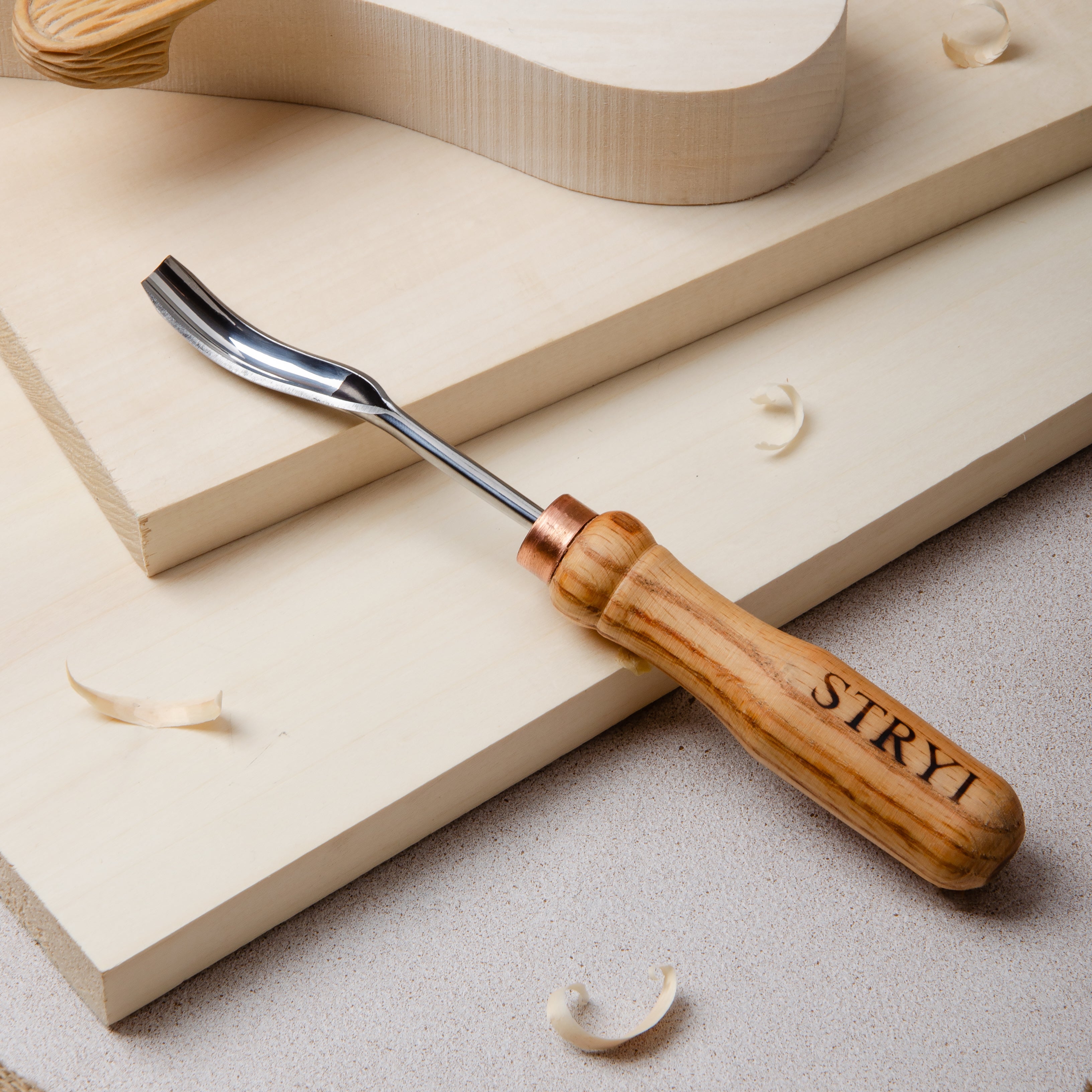 Gubia corta curvada, herramientas para tallar madera, gubia de cuchara STRYI Profi