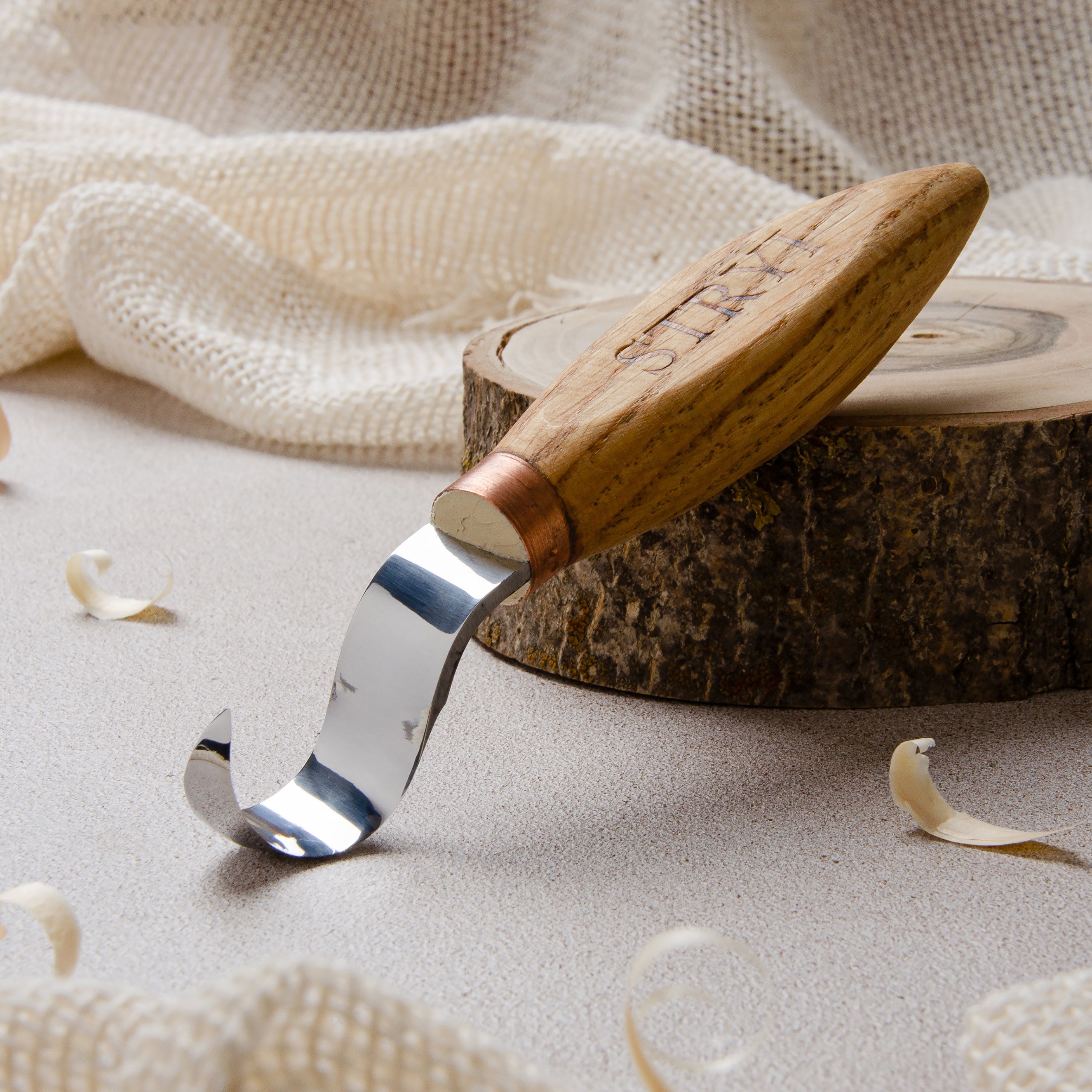 Cuchara, cuenco y cuchillo para trinchar kuksa, filo afilado, 25 mm STRYI Profi