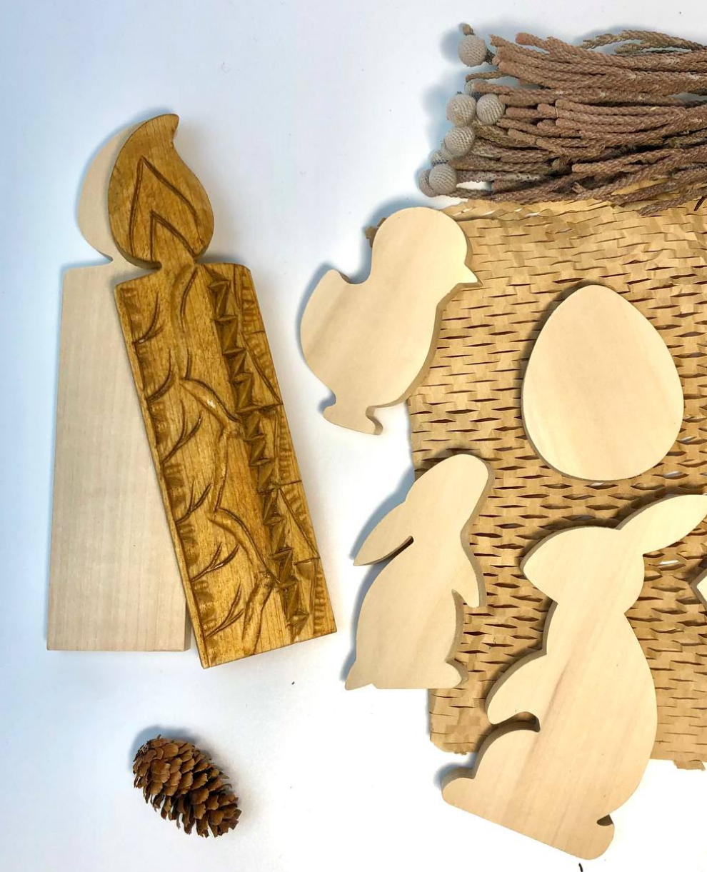 Blanks' set for  handmade Easter decor, carving Easter decor items, blanks for creativity, making wooden toys