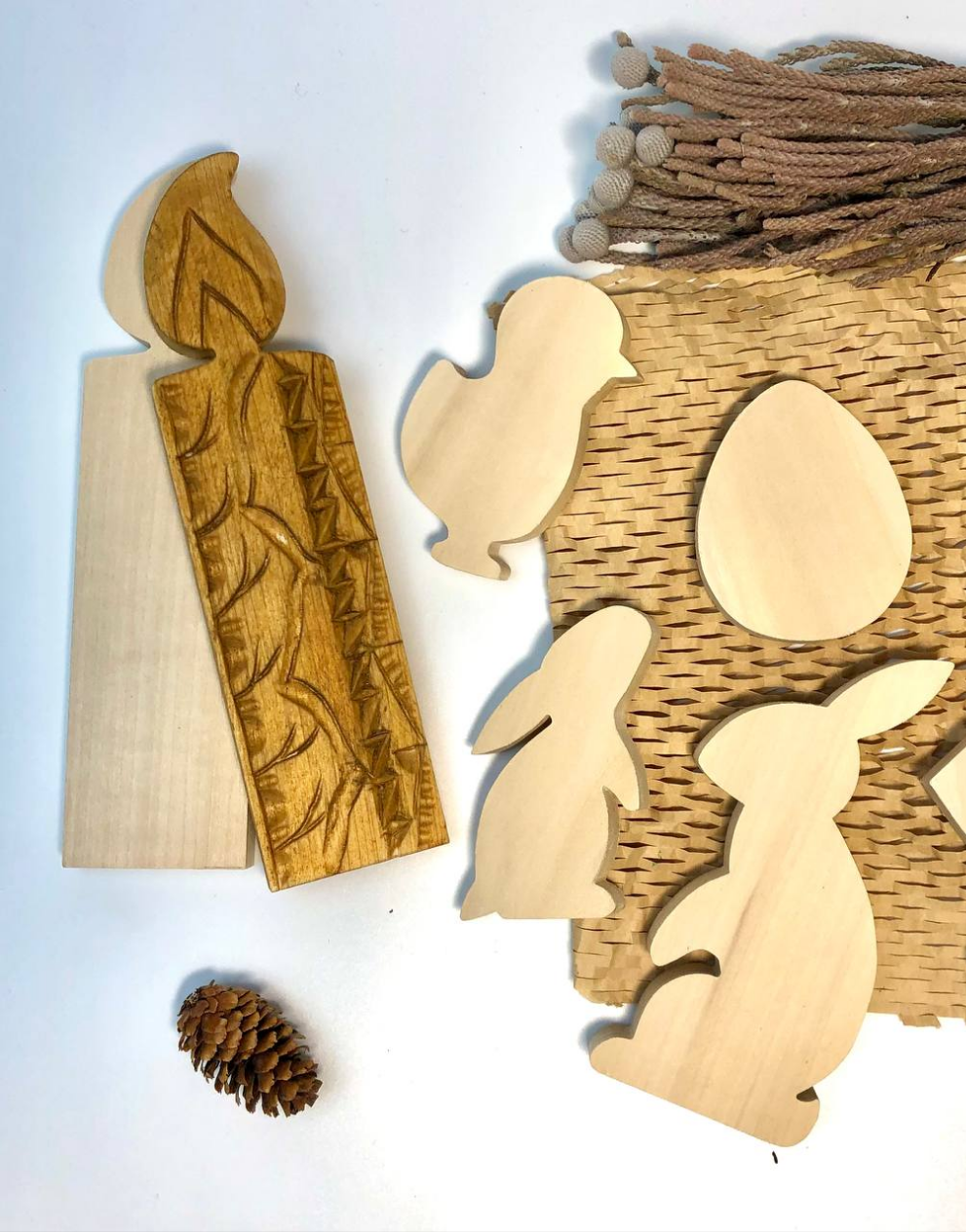 Blanks' set for  handmade Easter decor, carving Easter decor items, blanks for creativity, making wooden toys