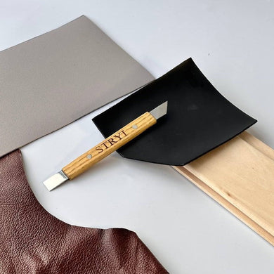 Leather Cutting Knife STRYI Profi with double sharpening, double-blade tool, skewed knife for leather processing, leather craft knife