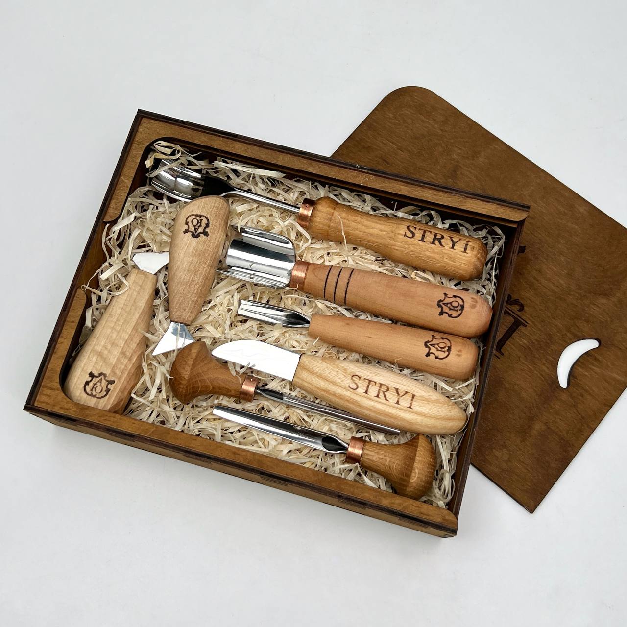 Vielseitiges Holzschnitzset STRYI Profi 12-tlg. Geschenk zum Schulabschluss, Kostenlose Videoanleitung