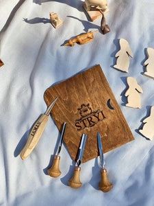 Basic wood carving figure tools set , 4pcs STRYI Start, carving tools, set for whittling figures
