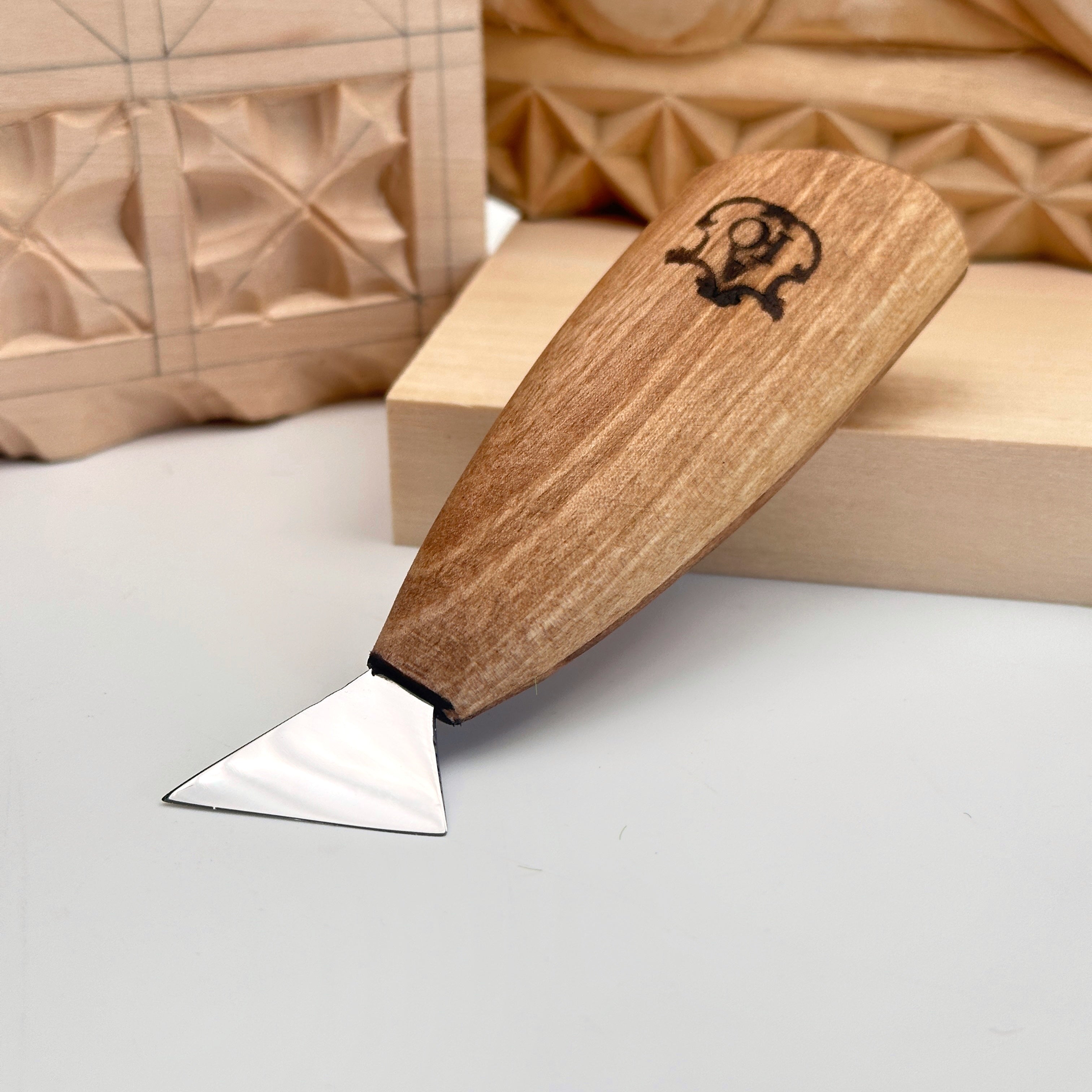 Knife for Сhip carving  25mm (1 in) STRYI Profi, Triangle knife for geometric carvings, Childrens knife for carving