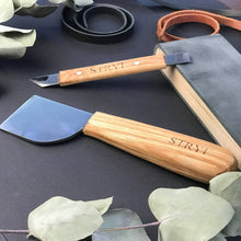 Load image into Gallery viewer, Japanese skiving knife for leather straight-beveled  STRYI Profi, knife for leather working, basic knife for leather