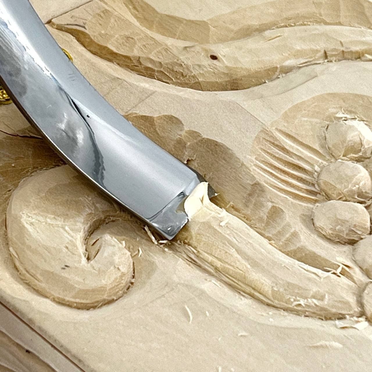 Revers bent gouge STRYI Profi, Carving grapes, Relief carving tools, Back bent gouges