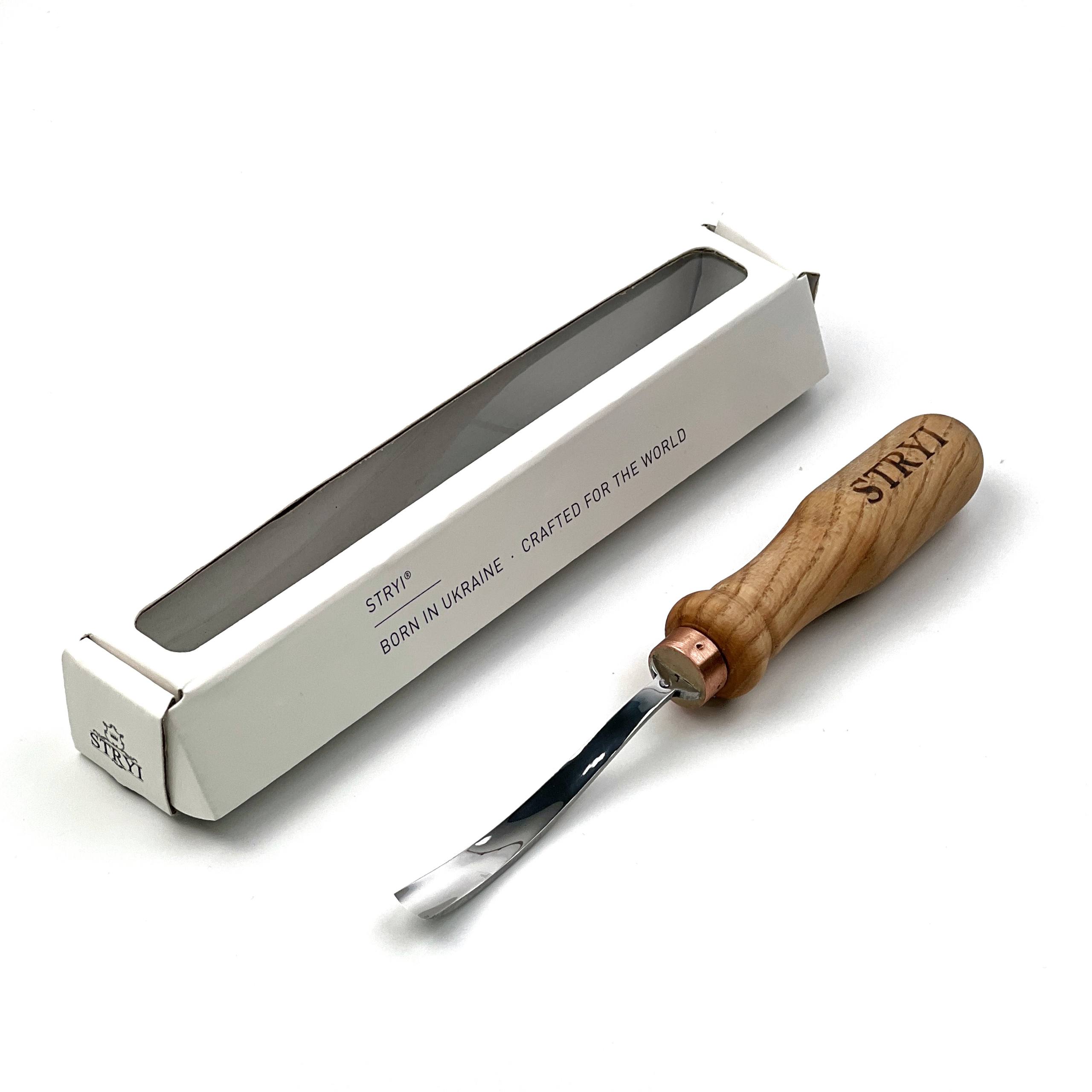 STRYI 10mm Forged Bent Gouge Sweep #5 – Professional Semi-Bent Chisel for Relief Carving
