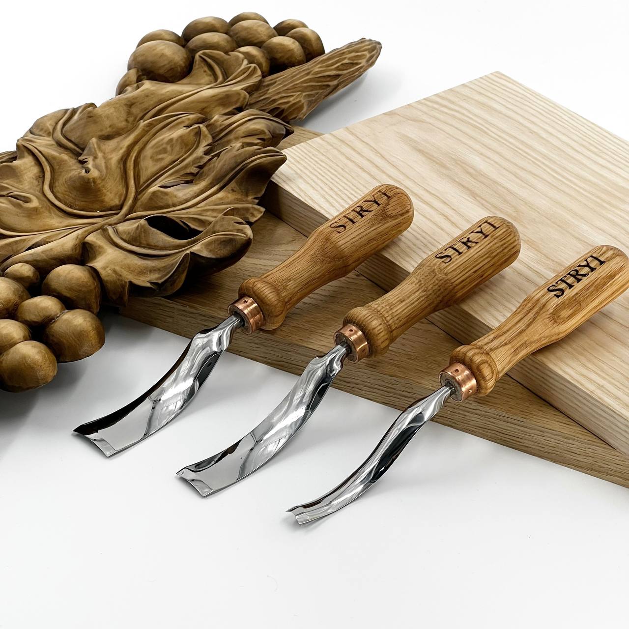Rückwärts gebogene Hohleisen STRYI Profi, Trauben schnitzen, Reliefschnitzwerkzeuge, Rückwärts gebogene Hohleisen