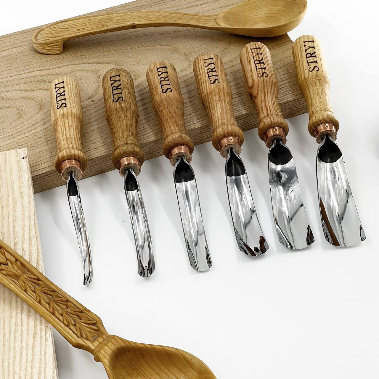 Gouge Long bent chisel STRYI Profi, 8 profile, Woodcarving tools from Manufacturer STRYI