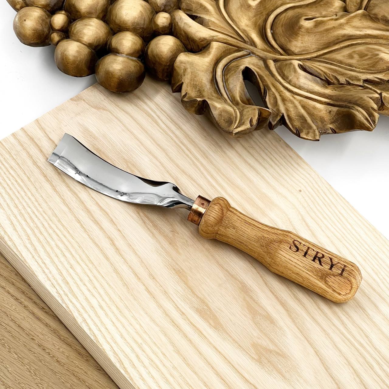 Revers bent gouge STRYI Profi, Carving grapes, Relief carving tools, Back bent gouges