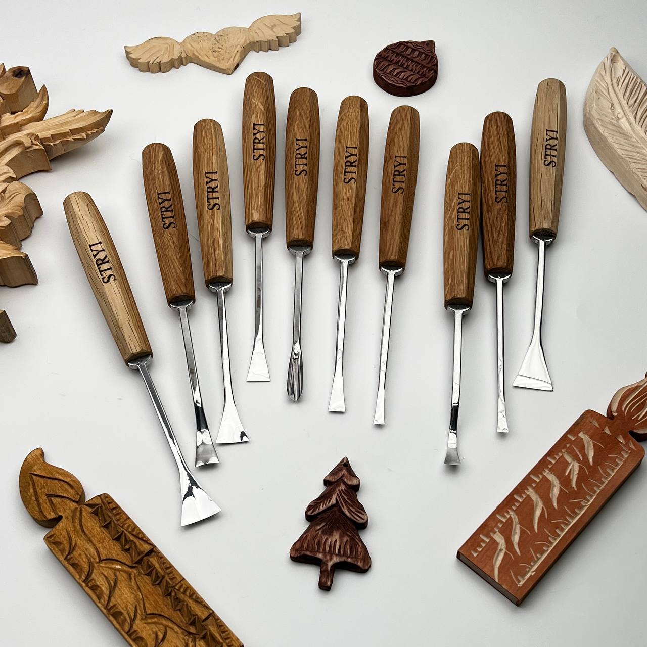 Fishtail Gouges set STRYI MAESTRO, Detailing Chisels set, Relief carving