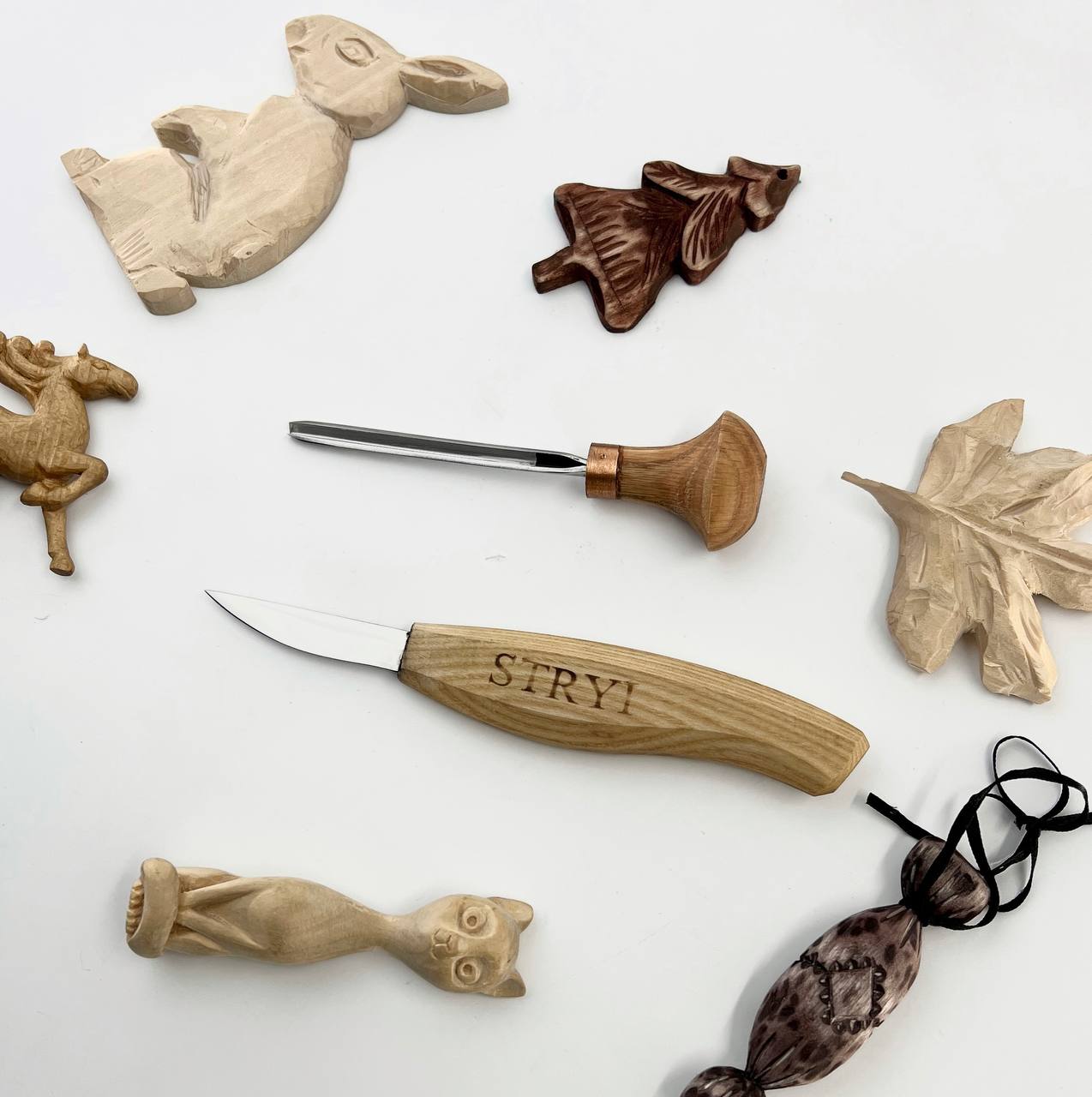 Wood carving set STRYI Start for carving figures, Making toys, Knives set