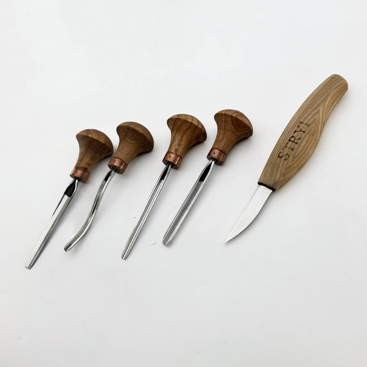 Schnitzwerkzeug-Set 5-tlg. im Rollkoffer STRYI, Schnitzfiguren