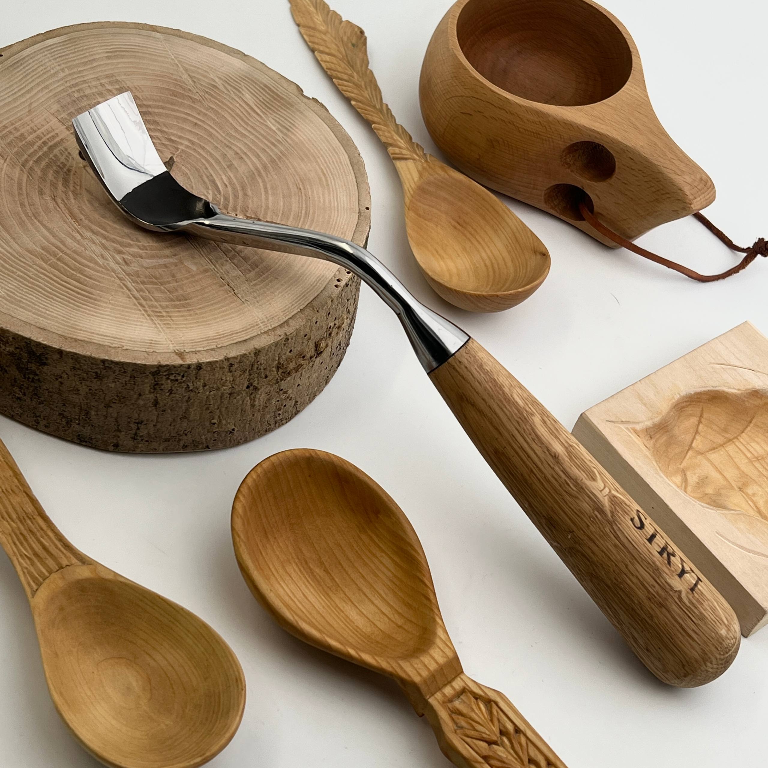 Set of 3 Bent Gouges STRYI Profi for Spoon &Bowl Carving