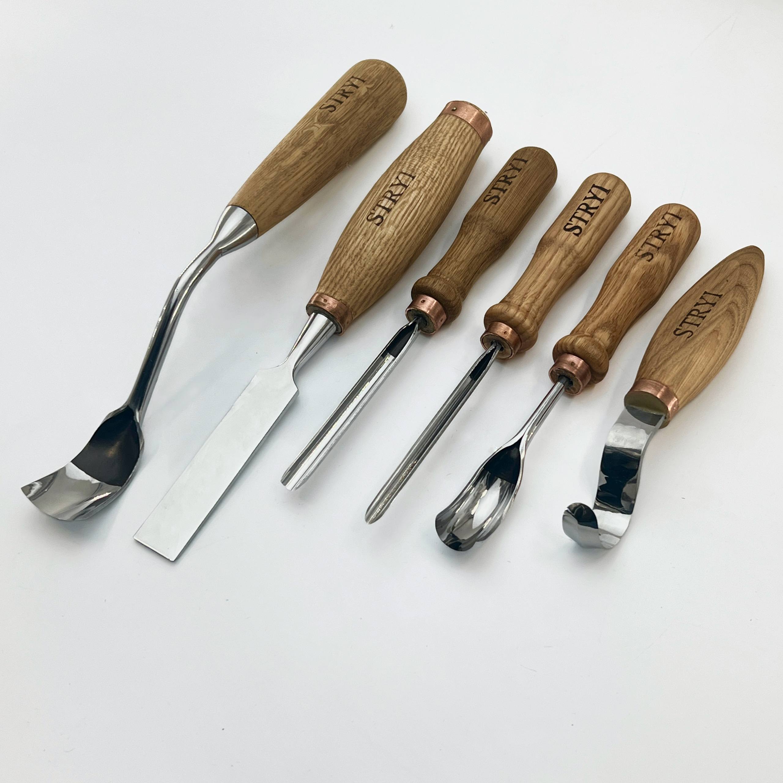 Komplettes Werkzeugset STRYI Profi zum Löffel- und Kuksa-Schnitzerei, Geschmiedete Werkzeuge