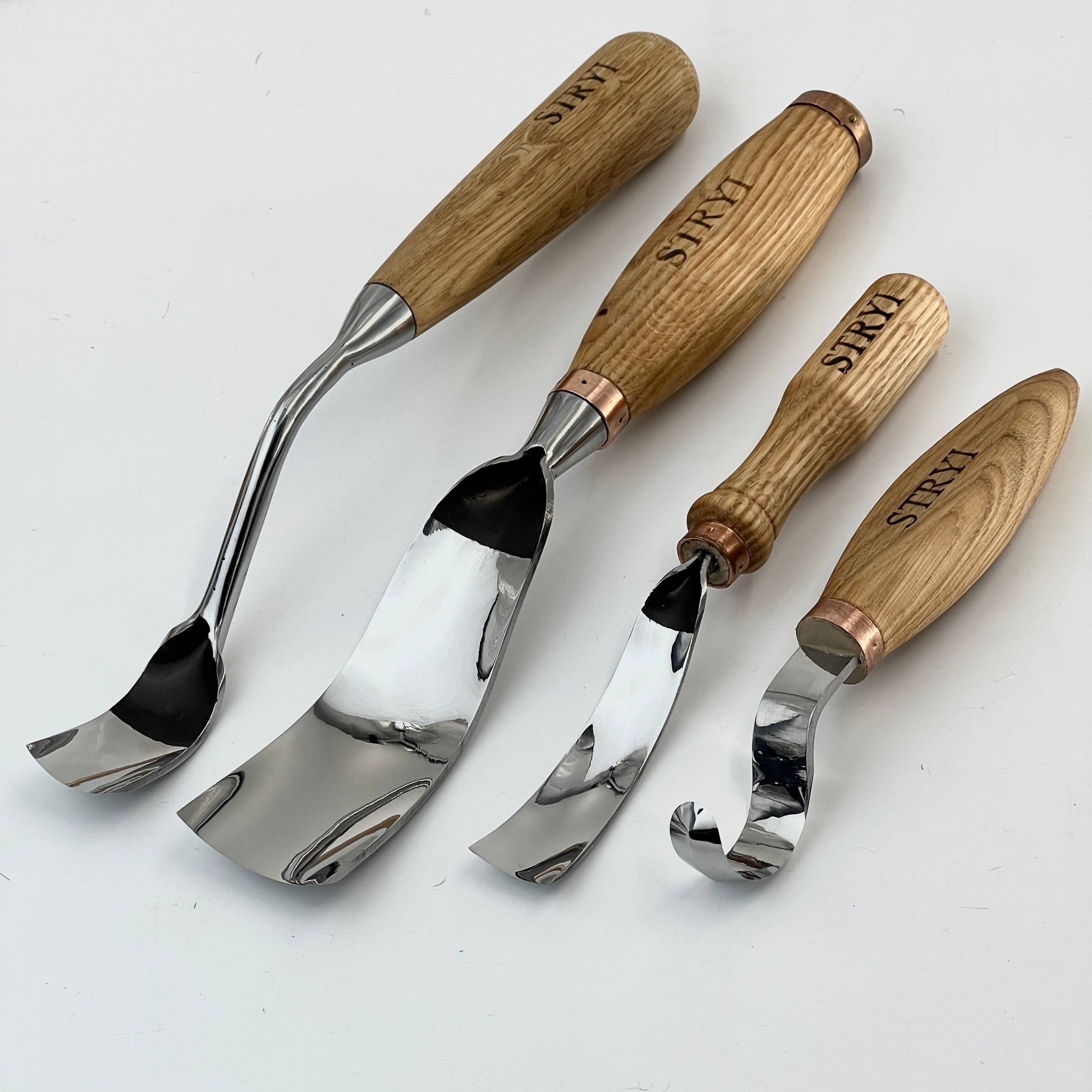 Bowl carving kit 4 pcs STRYI Profi, Spoon carving tools, Gift for men