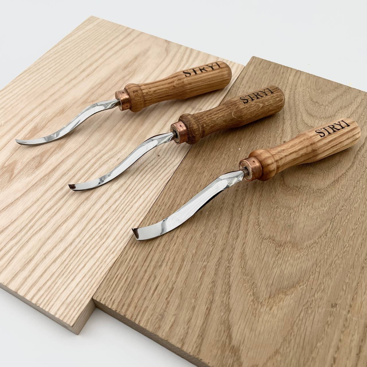 Gouge long bent chisel, profile#1 flat, STRYI Profi, Bent gouges, Carving tools, Curved tools