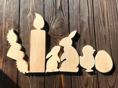 Blanks' set for  handmade Easter decor, carving Easter decor items, blanks for creativity, making wooden toys