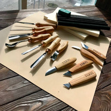 Cargar imagen en el visor de la galería, Juego de herramientas versátiles para tallar madera, 12 piezas, cinceles y gubias STRYI Profi, herramientas para tallar madera, herramientas profesionales para tallar, herramienta para trabajar la madera