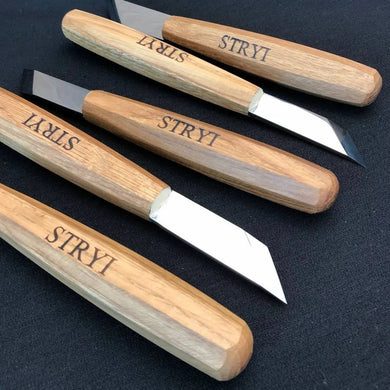 Wood carving knife STRYI Profi for  relief and chip carving, skewed knife