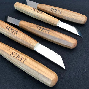 Wood carving knife STRYI Profi for relief, Chip carving knife, Skewed knife
