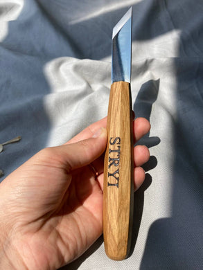 Wood carving knife STRYI Profi for  relief and chip carving, skewed knife