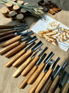 Wood carving tools set for relief carving, scrabbling after cutting, sculpture woodcarving, PFEIL analogue