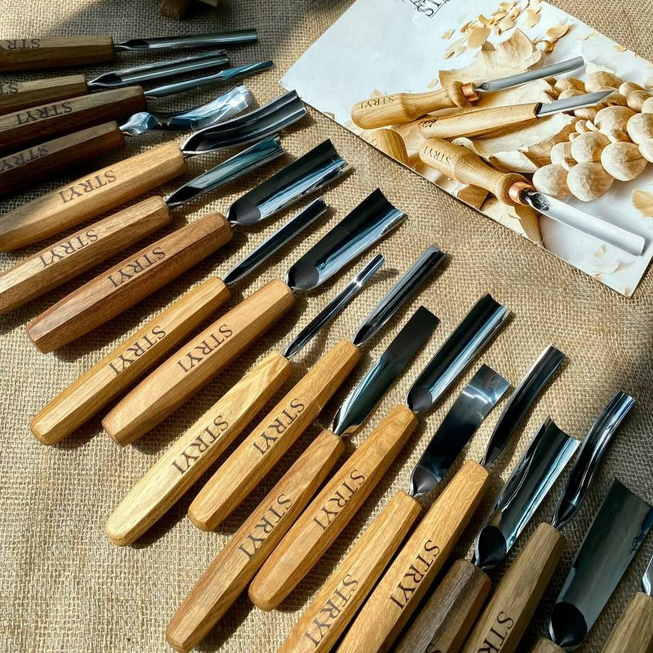 Wood carving tools set for relief carving, Woodworking tools, Chisel set