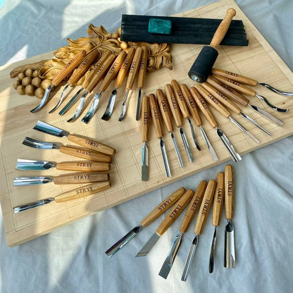 Wood carving tools set for relief carving, Woodworking tools, Chisel set