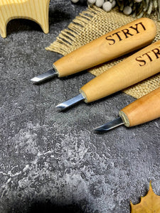 Cuchillo torcido para tallado detallado STRYI Profi, bisturí para trabajar la madera nuevo