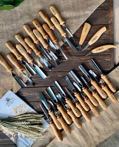 Woodcarving tools set 30pcs STRYI Profi, full completed set for carving, carving figures, hand forged tools, gouges set