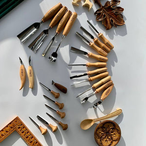 Versatile wood carving set STRYI Profi, Toolset for detailed carving, Chip carving, Making figurines