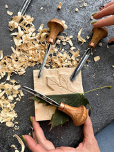 Cargar imagen en el visor de la galería, Wood carving tools set of 7 pcs, gravers and burins STRYI Start, linocutting set, detailed carving, microcarving