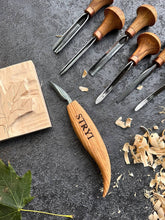 Cargar imagen en el visor de la galería, Wood carving tools set of 7 pcs, gravers and burins STRYI Start, linocutting set, detailed carving, microcarving