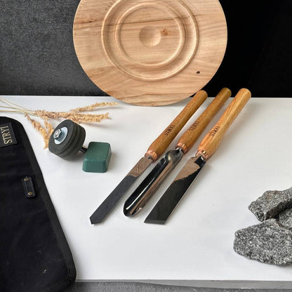 Wood turning tools set STRYI Profi 3pcs, Іet of lathe tools, Wood turning kit